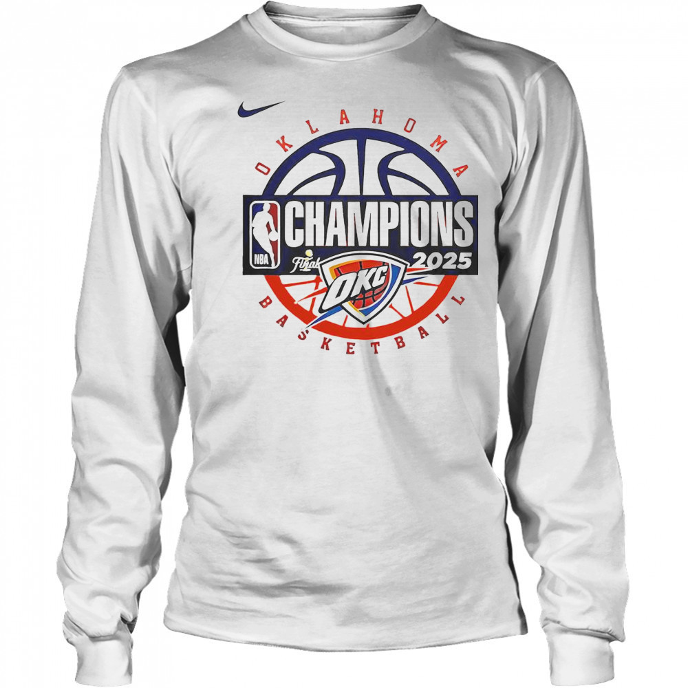 Oklahoma City Thunder Men’s Basketball 2025 NBA Champions T-Shirt Long Sleeved