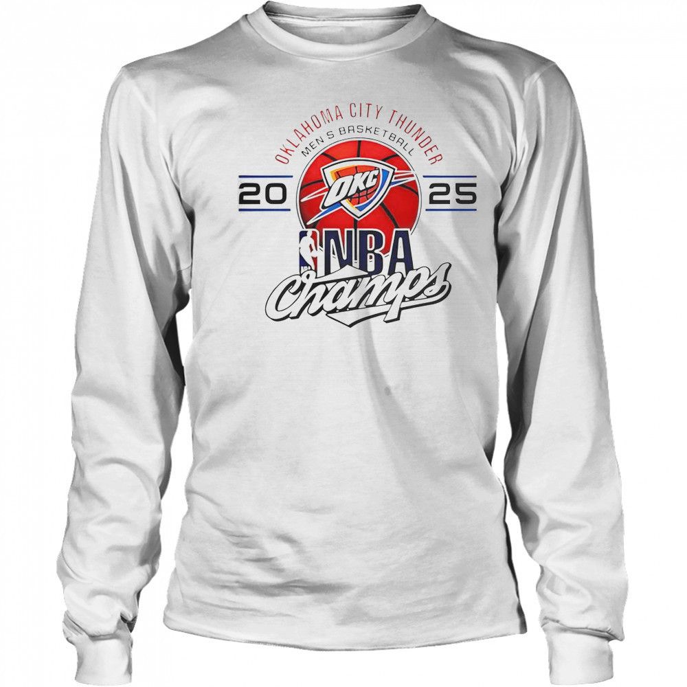 Oklahoma City Thunder Men’s Basketball 2025 NBA Champs Logo T-Shirt Long Sleeved