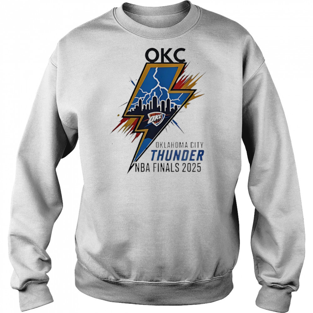 Oklahoma City Thunder NBA Finals 2025 Skyline Lightning shirt Sweatshirt