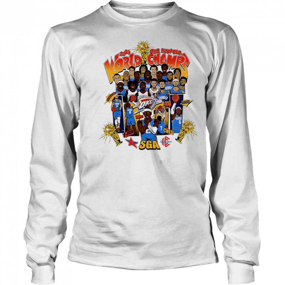 Oklahoma City Thunder Nba World Champ Sga Chet J-dub Carushow Slava Luuuu team players cartoon shirt Long Sleeved