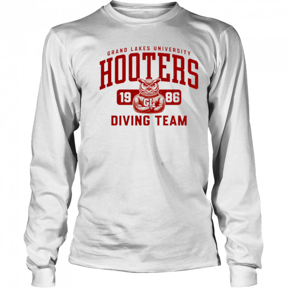 Grand Lakes University Hooters 1986 diving team shirt Long Sleeved