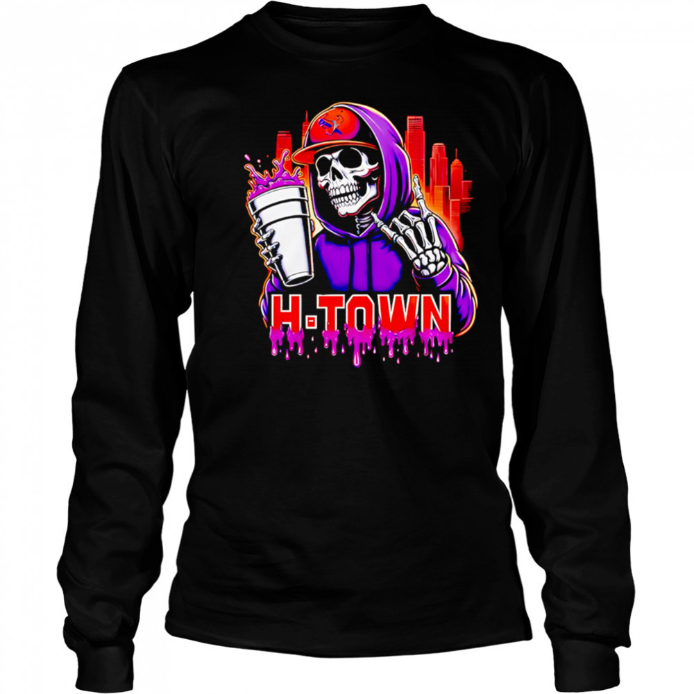 Houston Texans x DJ Screw H-Town skeleton shirt Long Sleeved