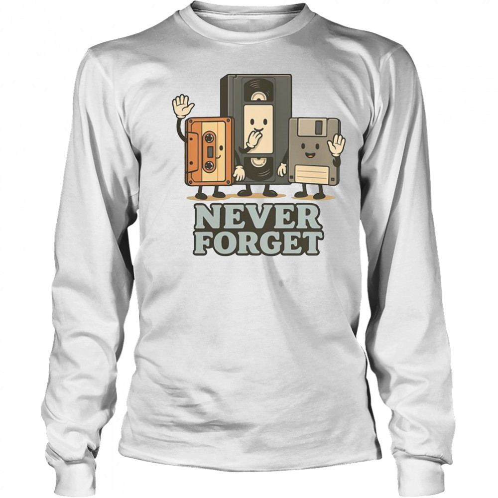 Never Forget 90s Retro Tech Cartoon T-Shirt Long Sleeved