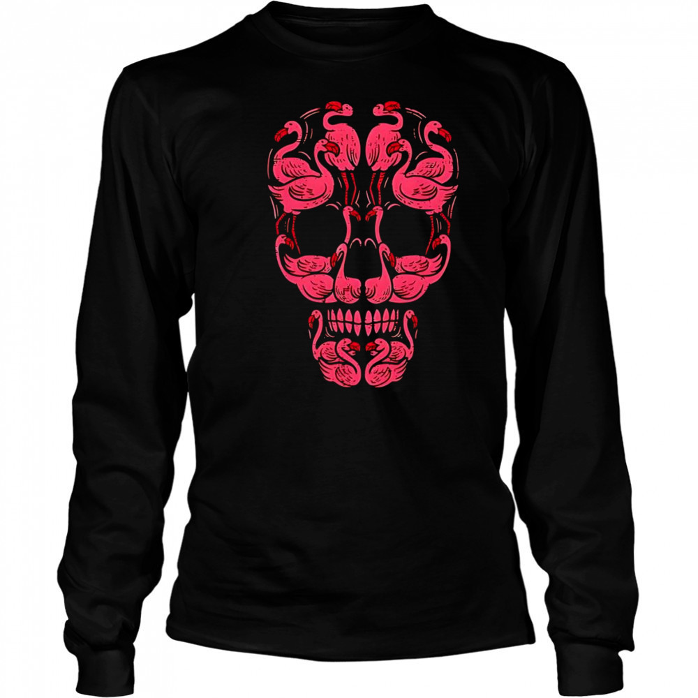 Pink Flamingo Sugar Skull shirt Long Sleeved