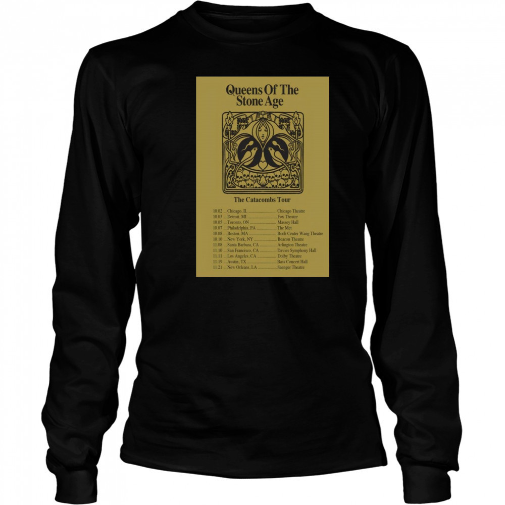 Queens Of The Stone Age Tour 2025 The Catacombs Poster T-Shirt Long Sleeved