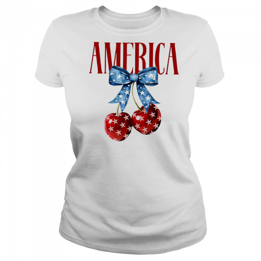 American flag cherry bow shirt Women's T-shirt