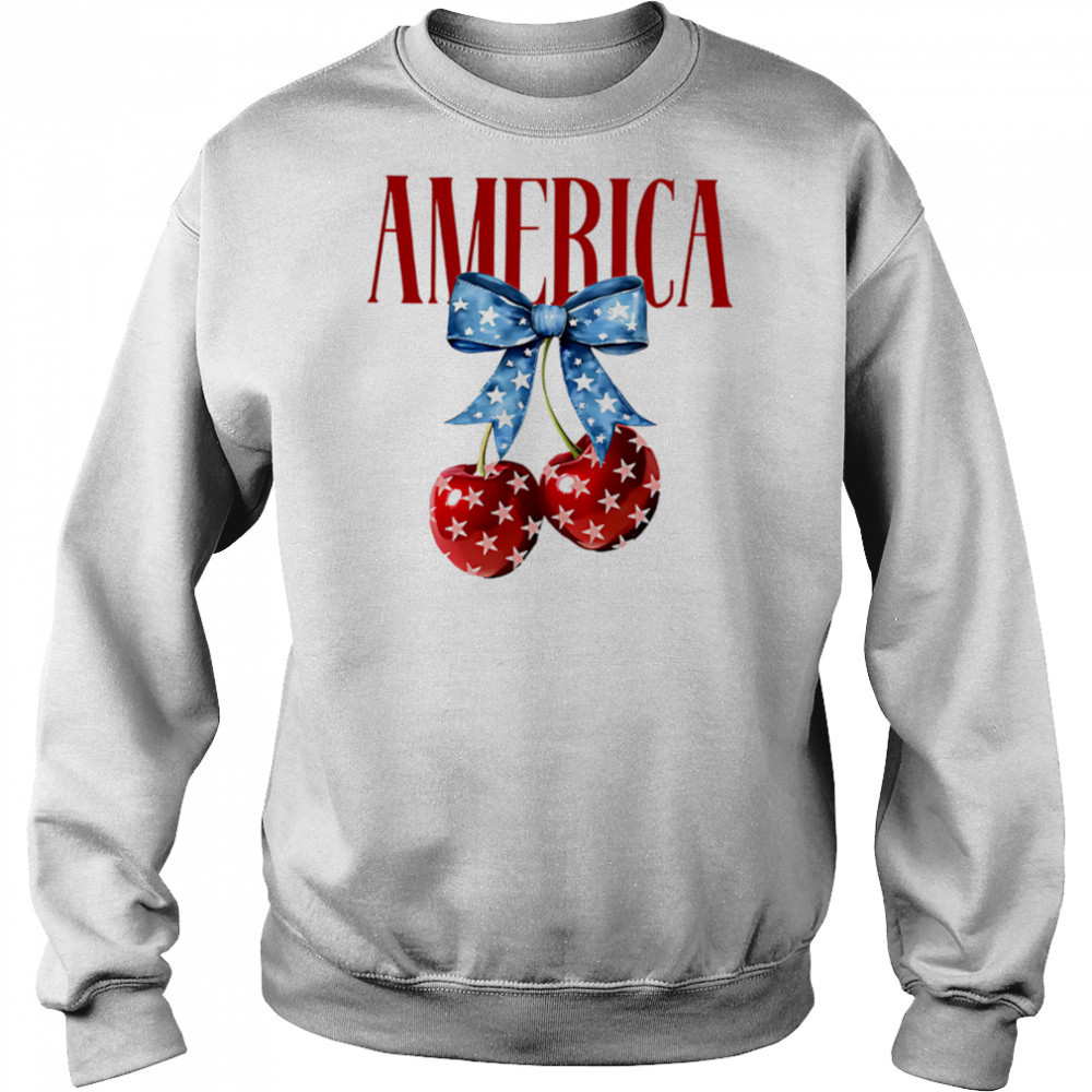 American flag cherry bow shirt Sweatshirt