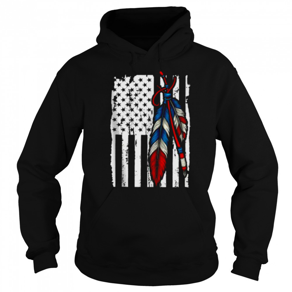 American Flag Native Feather Pride Month Indigenous SHirt Hoodie