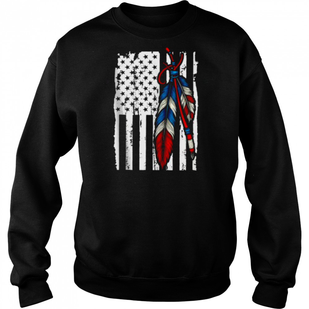 American Flag Native Feather Pride Month Indigenous SHirt Sweatshirt