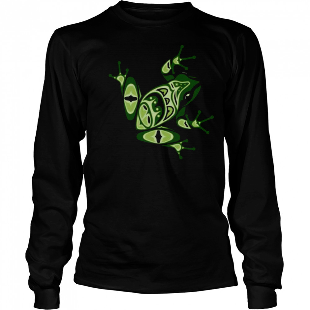 Green Frog Pacific Northwest Native American Indian Style Shirt Long Sleeved