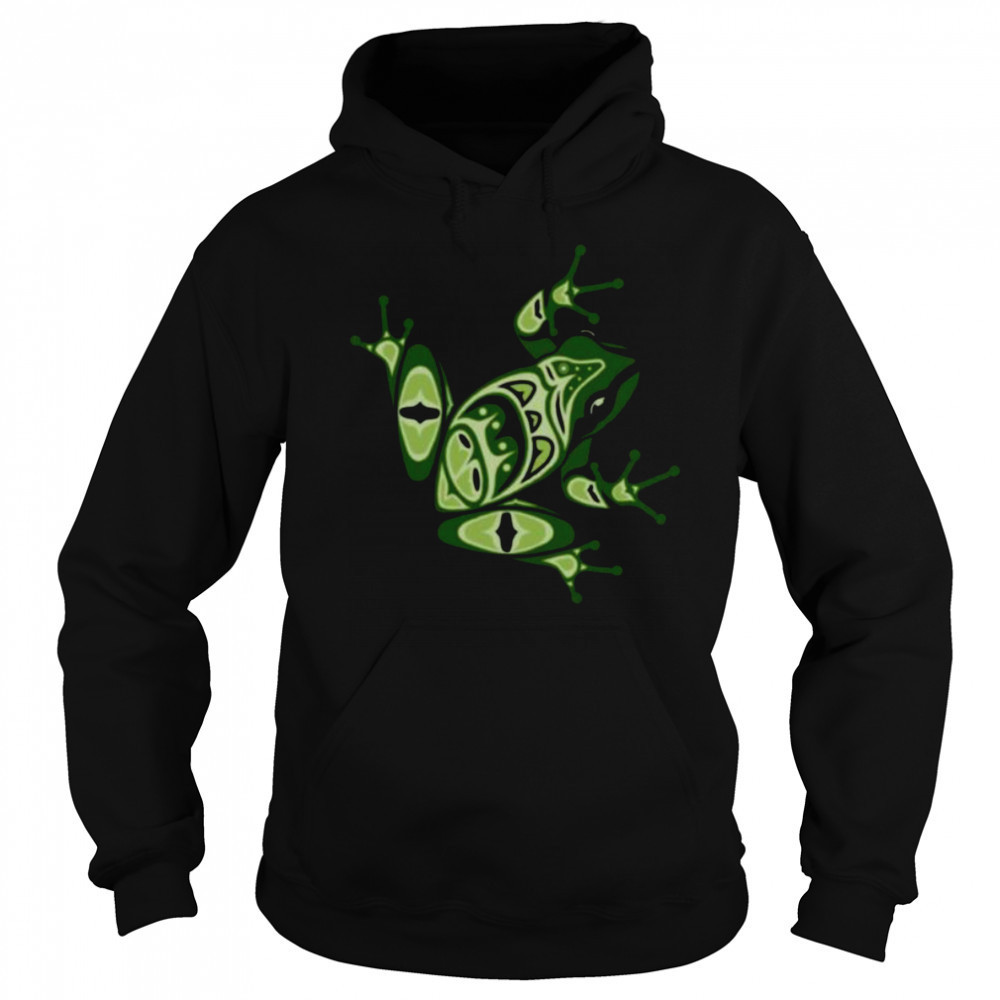 Green Frog Pacific Northwest Native American Indian Style Shirt Hoodie