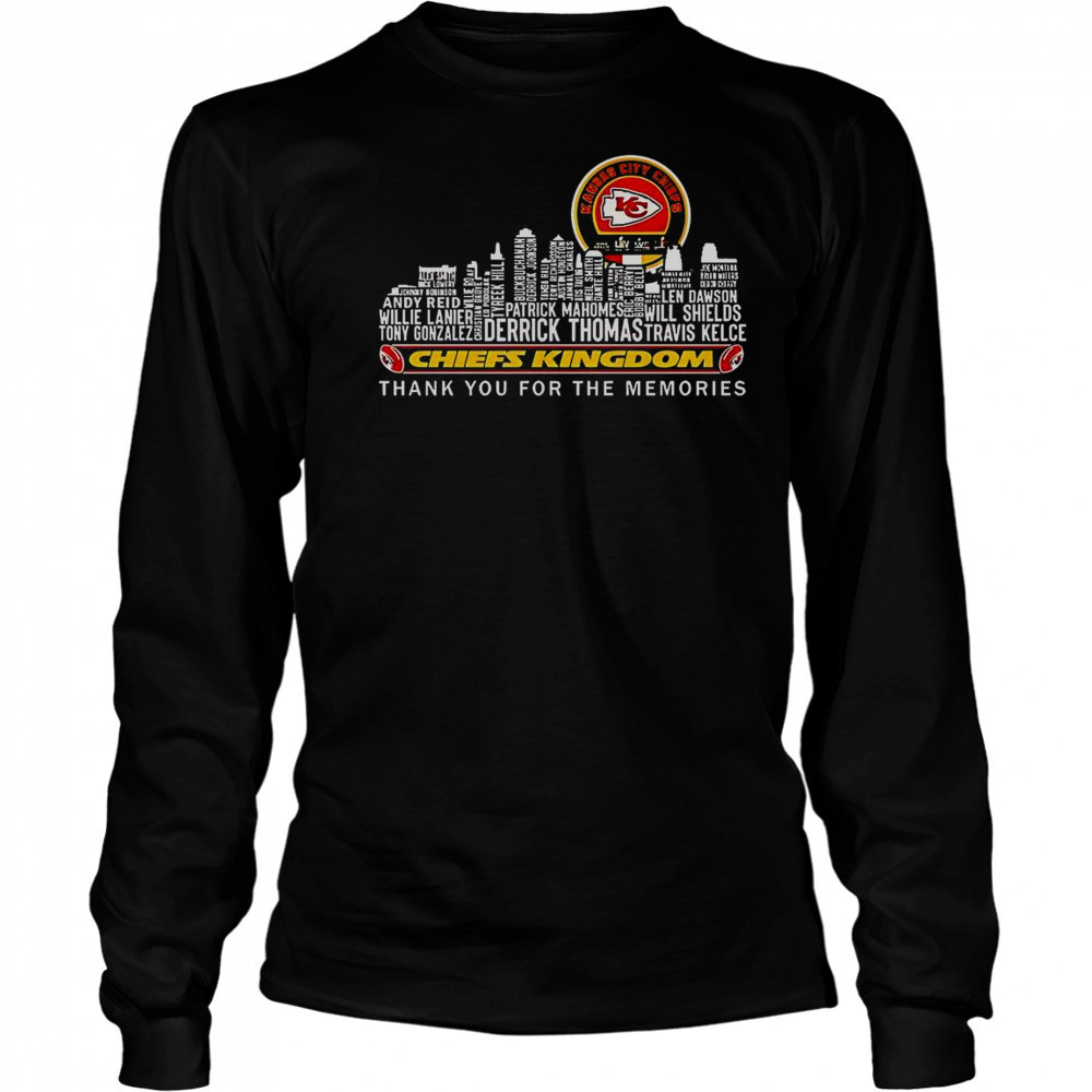 Kansas City Chiefs Football Chiefs Kingdom Thank You For The Memories Skyline T-Shirt Long Sleeved