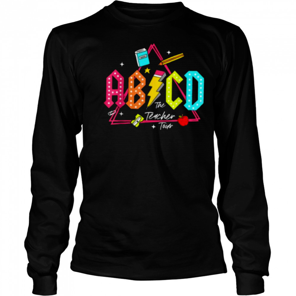 Lightning Bolt ABCD Back To School Tour Teacher 2 Sided T Shirt Long Sleeved