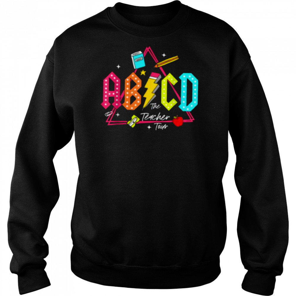 Lightning Bolt ABCD Back To School Tour Teacher 2 Sided T Shirt Sweatshirt