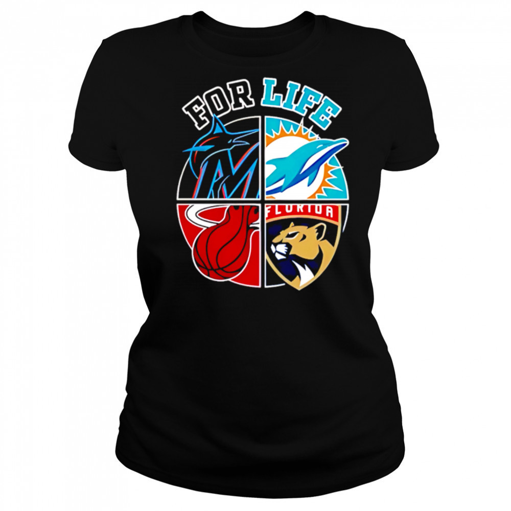 MiamI dolphins marlins heat and panthers for life shirt Women's T-shirt