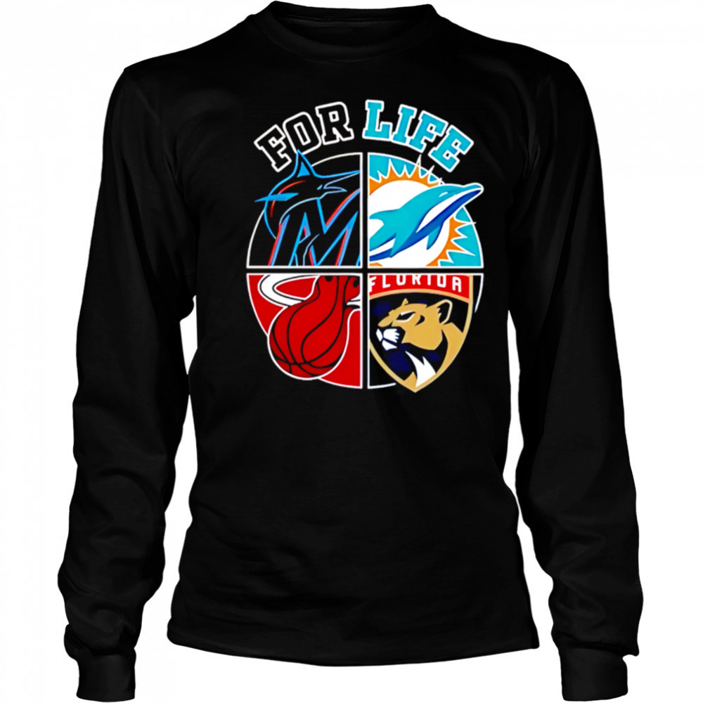 MiamI dolphins marlins heat and panthers for life shirt Long Sleeved