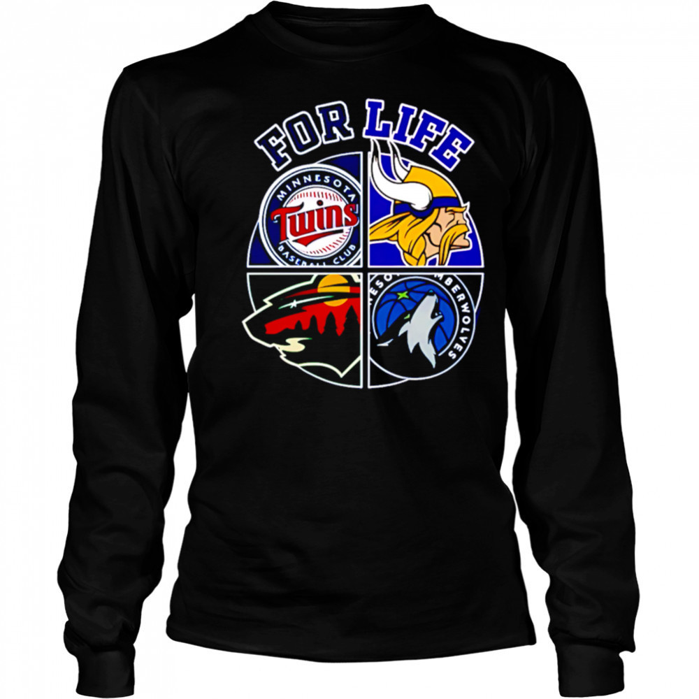 Minnesota vikings twins timberwolves and wild for life shirt Long Sleeved