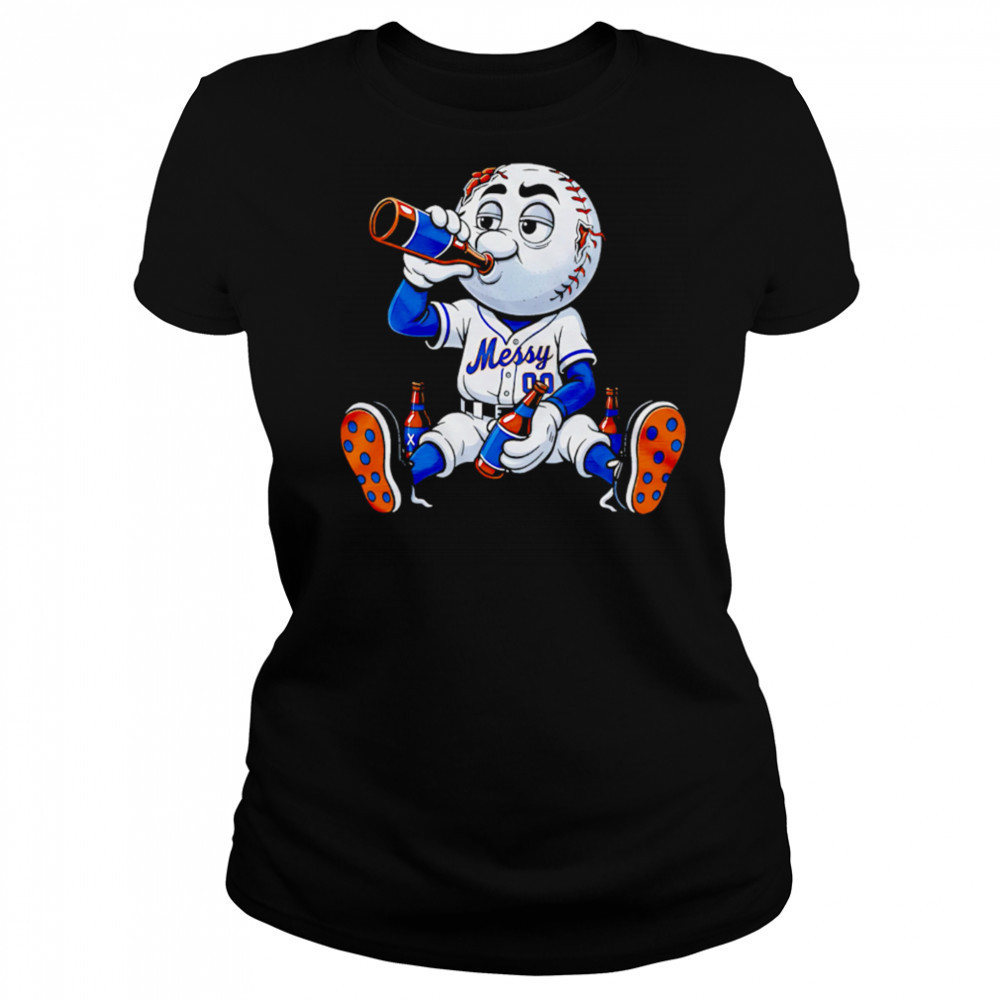 New York Mets Messy mascot drink beer shirt Women's T-shirt