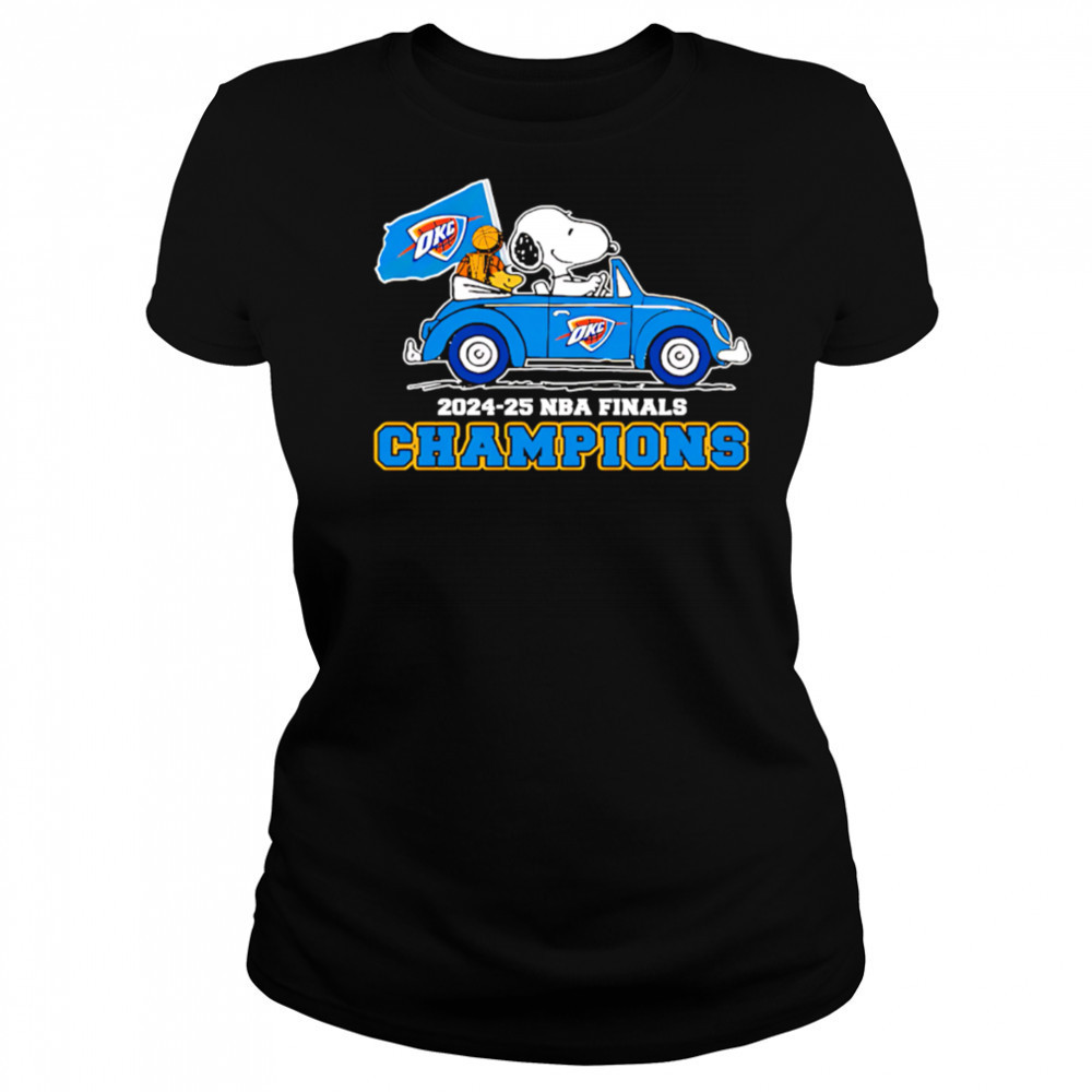 OKC 2025 NBA Finals Champions Snoopy go by car shirt Women's T-shirt