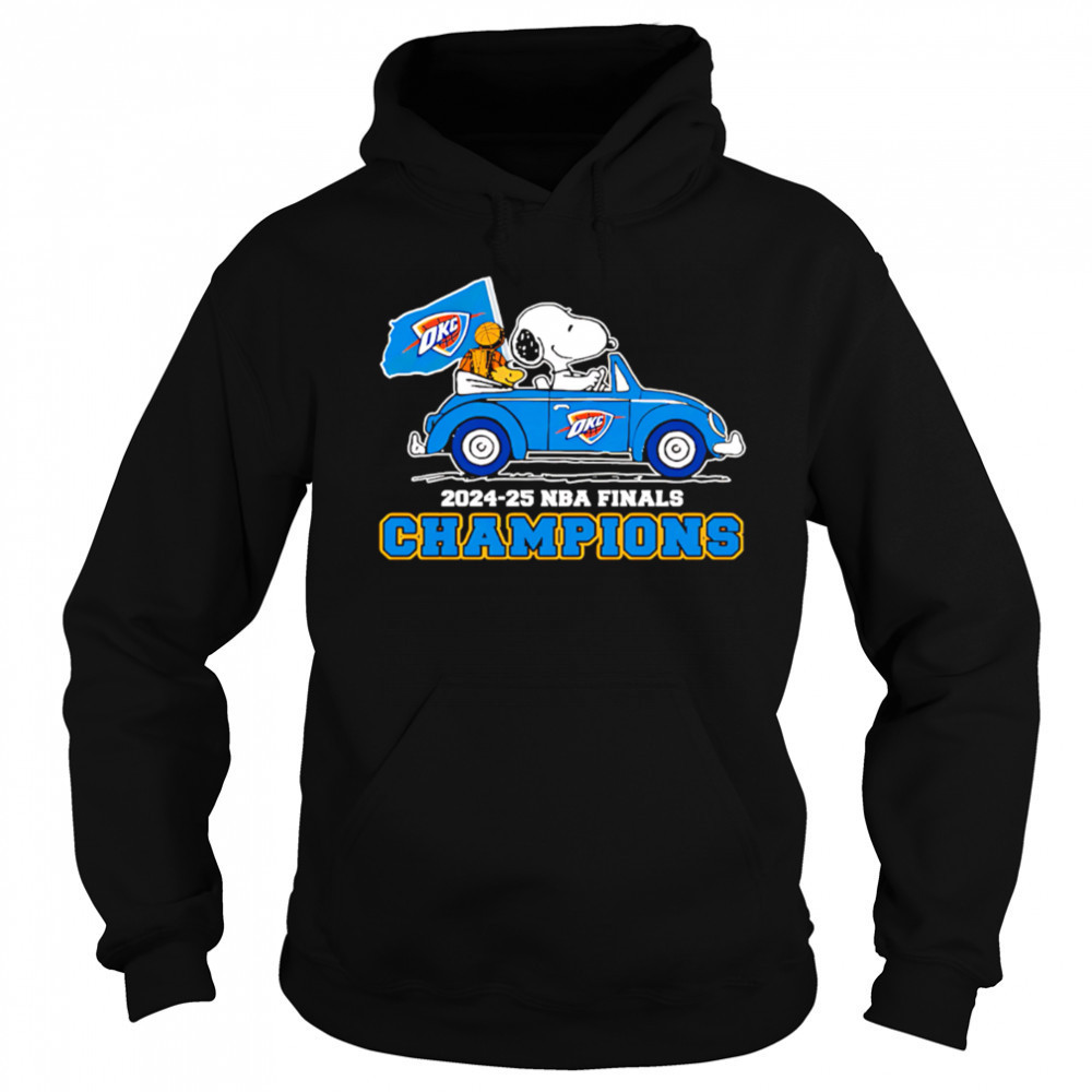 OKC 2025 NBA Finals Champions Snoopy go by car shirt Hoodie