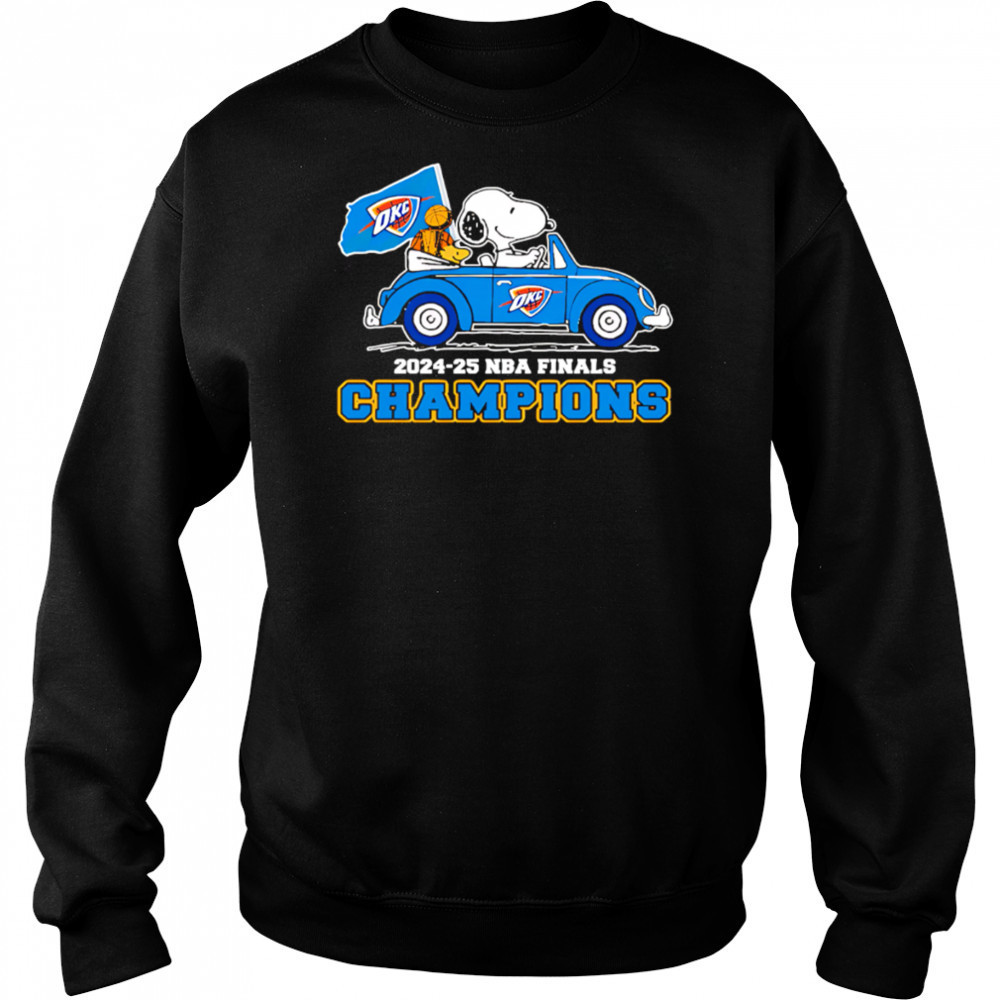 OKC 2025 NBA Finals Champions Snoopy go by car shirt Sweatshirt