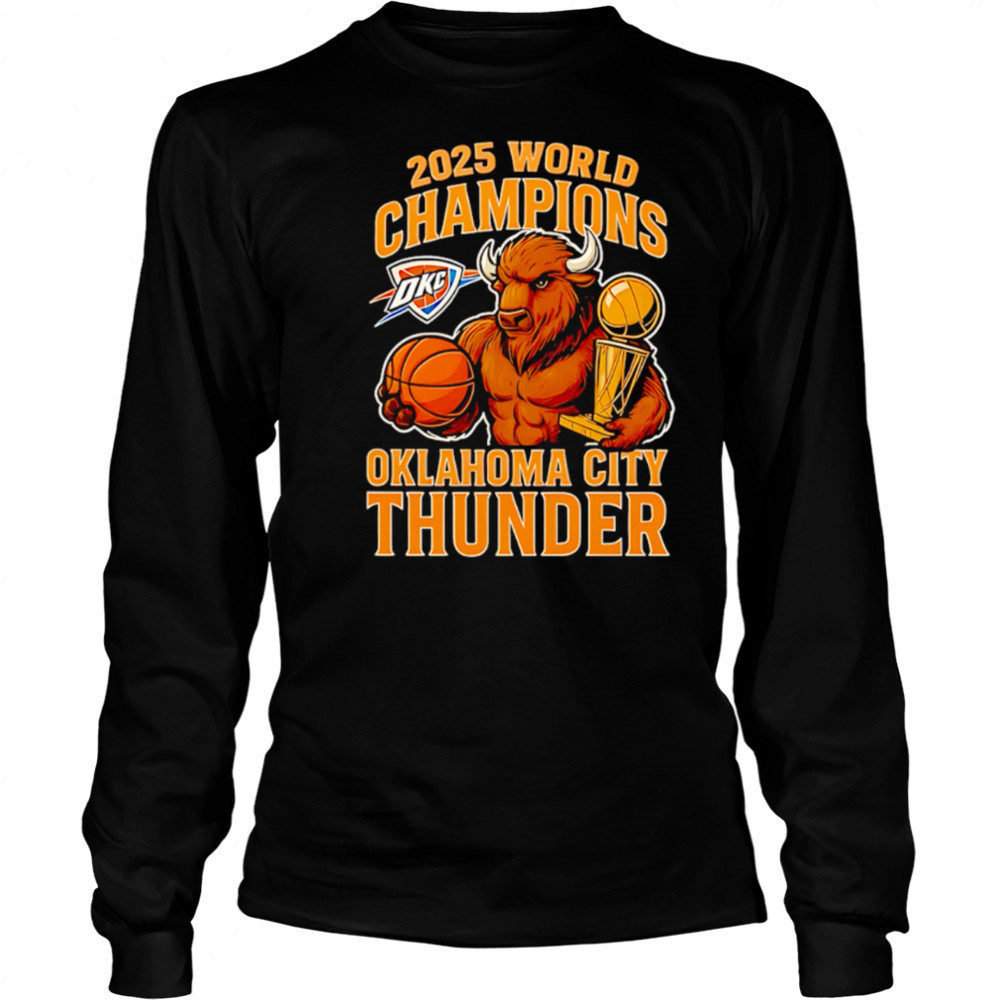Oklahoma City Okc Thunder Nba Champions 2025 mascot shirt Long Sleeved