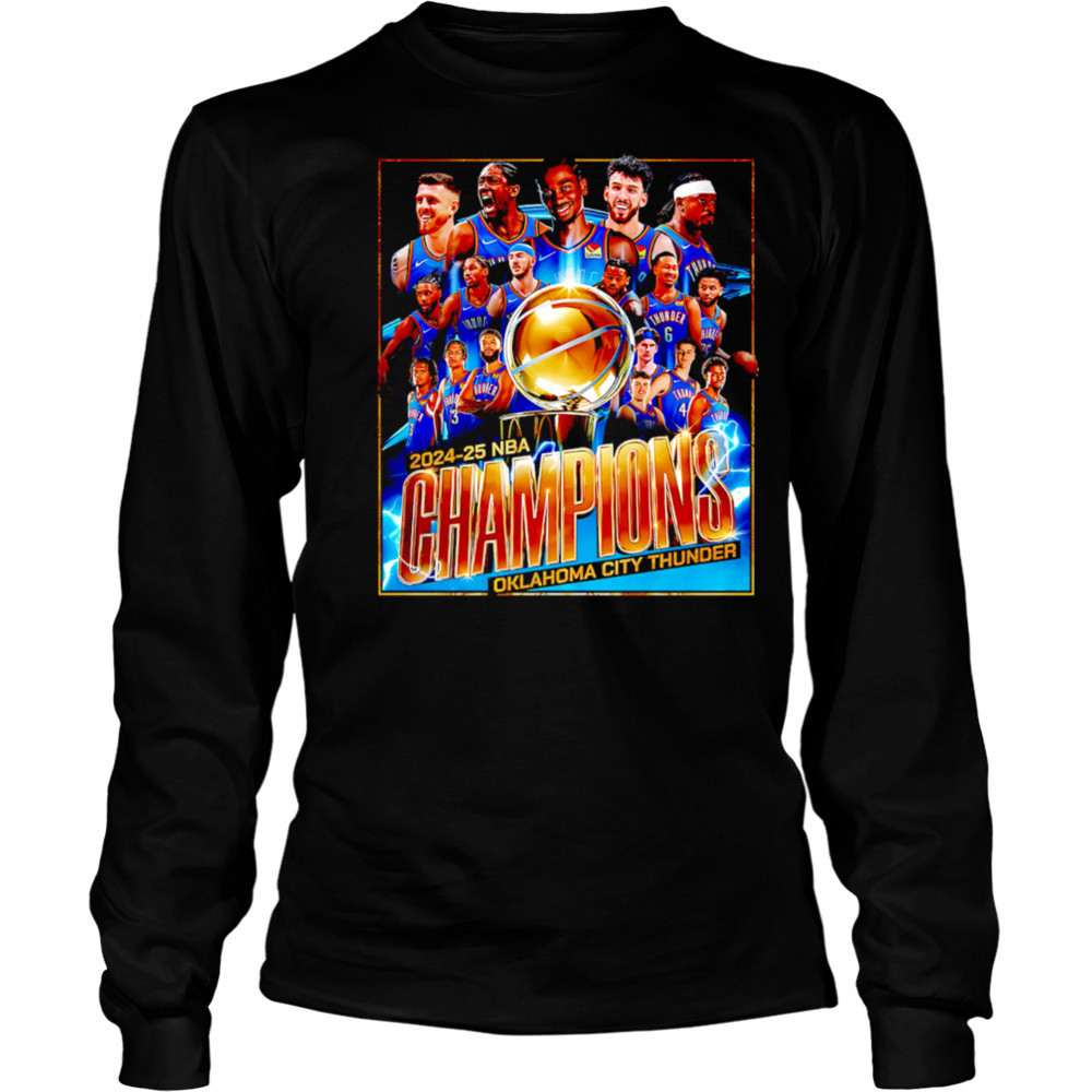 Oklahoma City Thunder 2025 NBA Champions team players shirt Long Sleeved