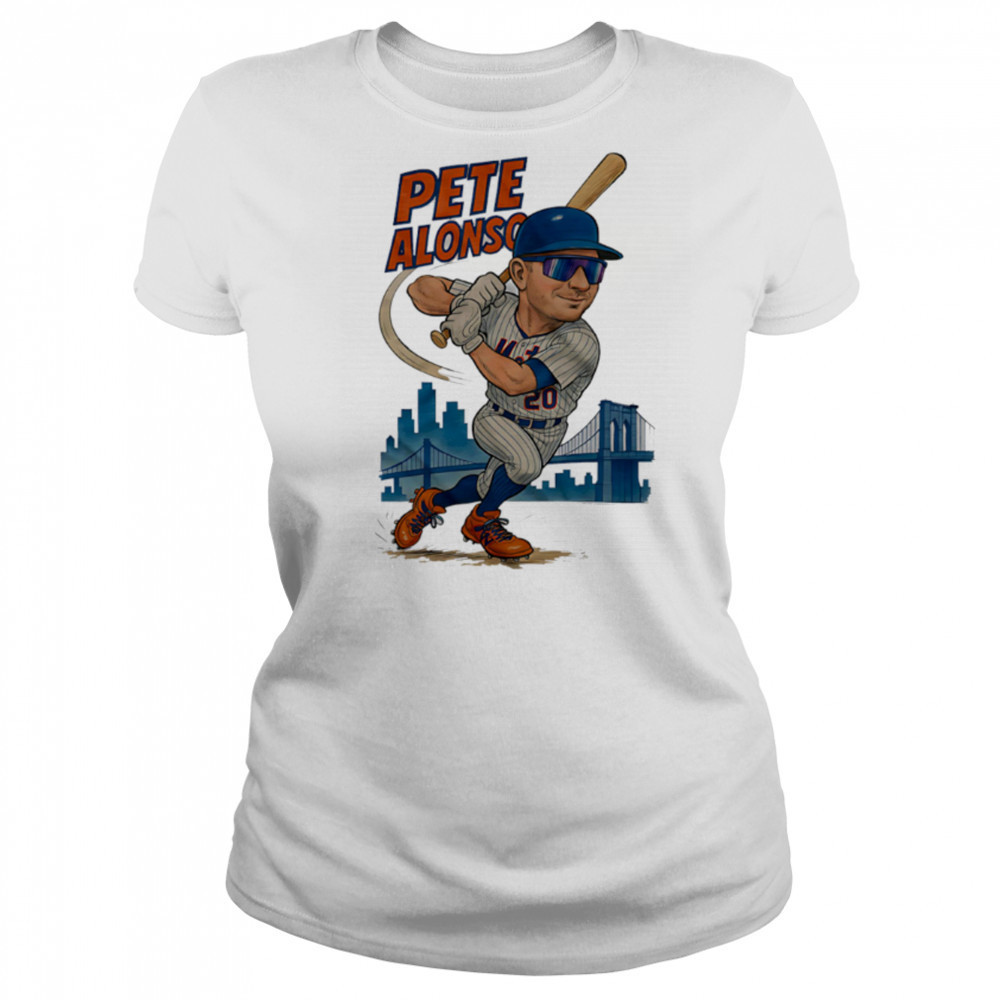 Pete Alonso 20 New York Mets Brooklyn Bridge caricature player shirt Women's T-shirt