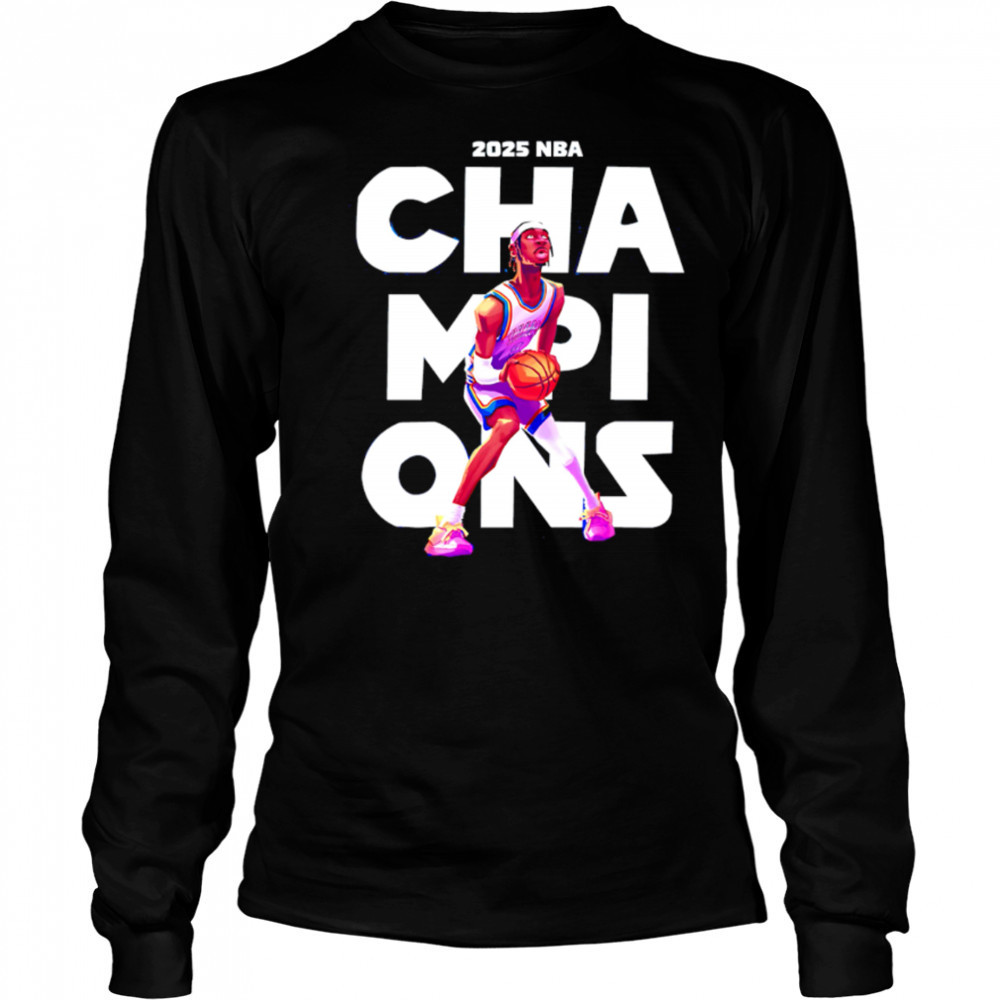 Shai Gilgeous-Alexander caricature 2025 NBA Champions shirt Long Sleeved