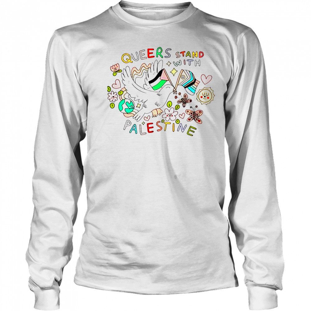 Cute Queers Stand With Palestine T-Shirt Long Sleeved