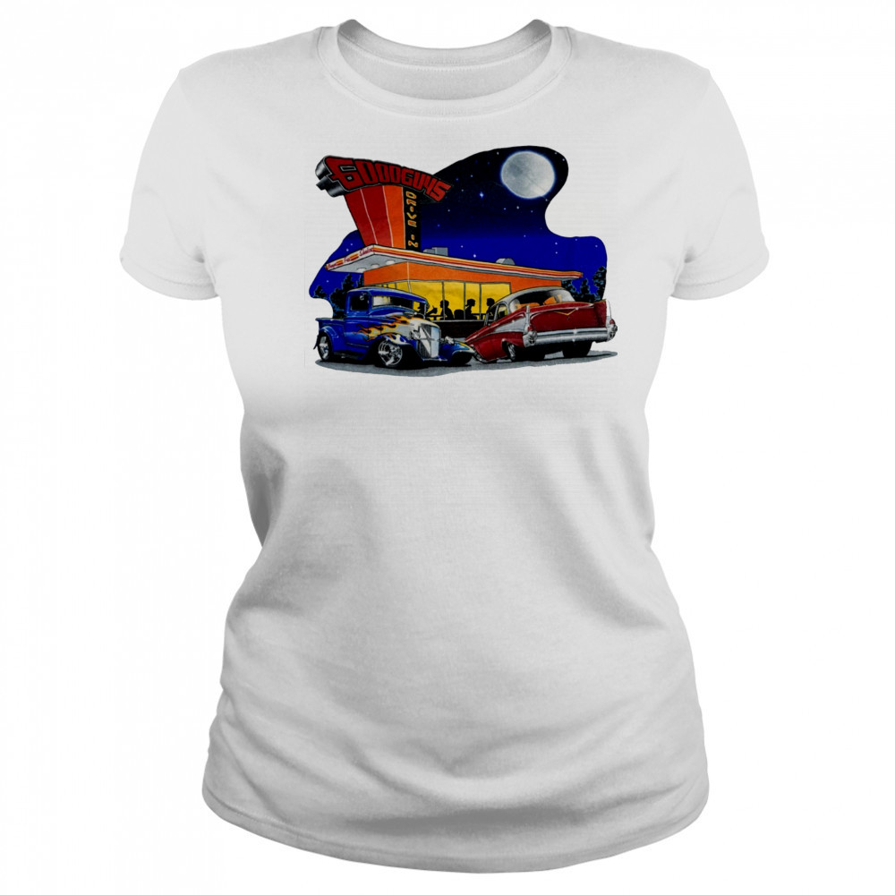 Good Guys Drive In Diner car spell out shirt Women's T-shirt