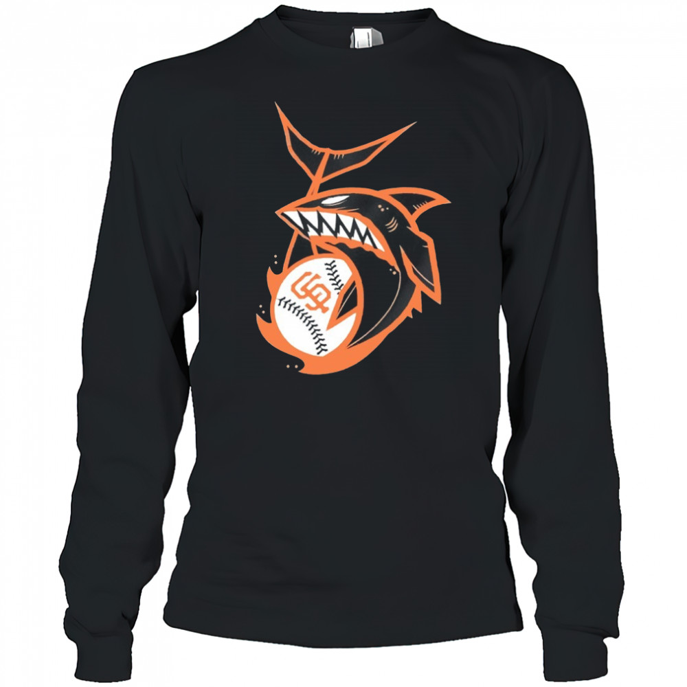 San Francisco Giants baseball X Shark logo shirt Long Sleeved