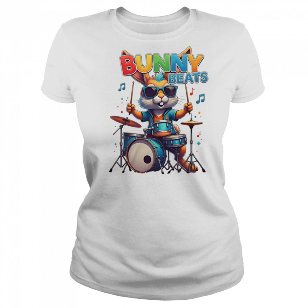 Bunny Beats play drums music cute shirt Women's T-shirt
