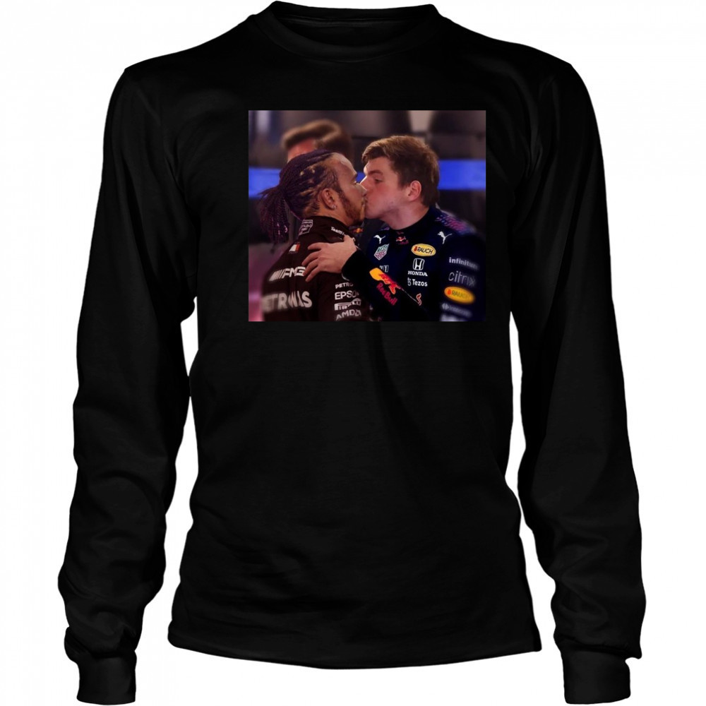 Mila Lewis Hamilton And Max Verstappen Kiss T-Shirt Long Sleeved