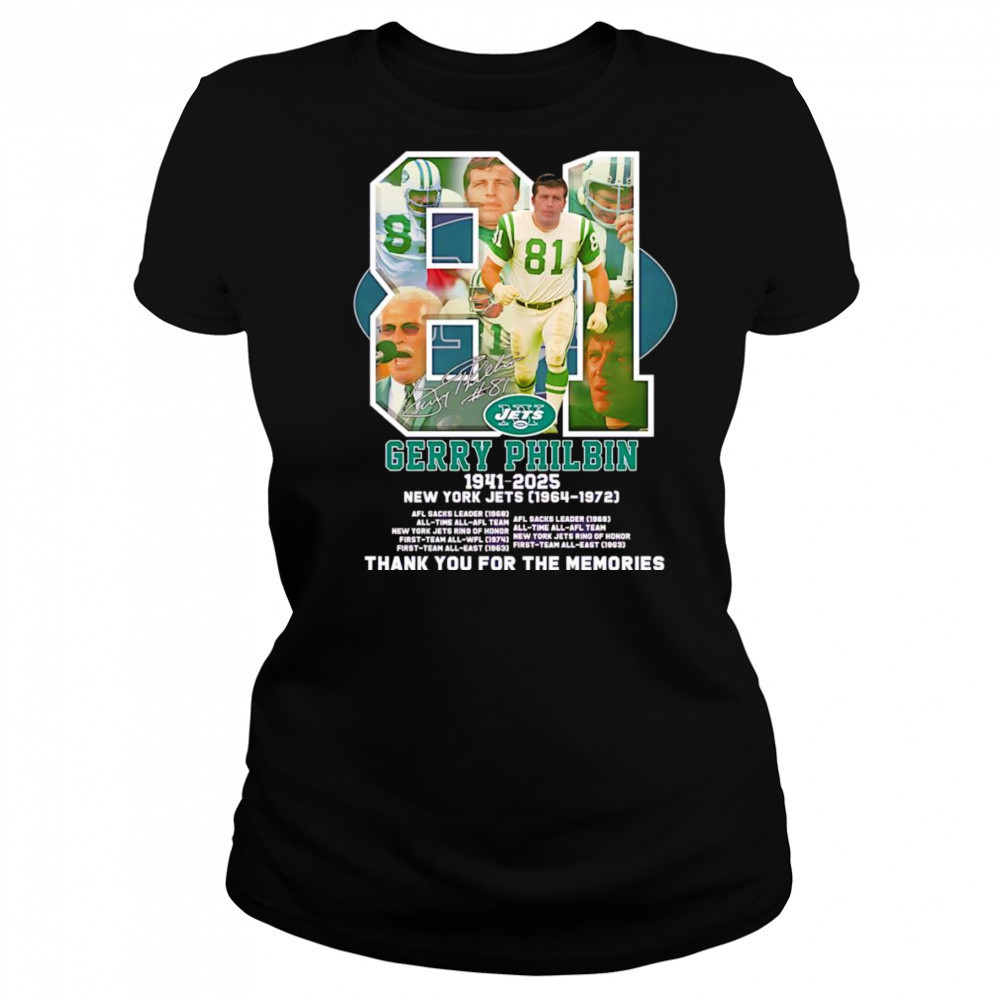 81 Gerry Philbin 1941 2025 New York Jets thank you for the memories shirt Women's T-shirt