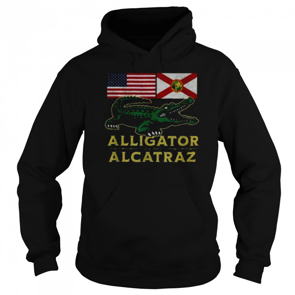 Alligator Alcatraz with US flag and Florida state flag shirt Hoodie