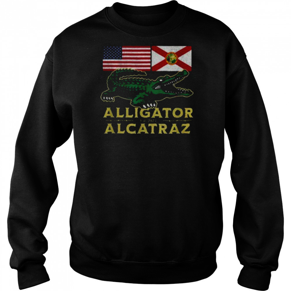 Alligator Alcatraz with US flag and Florida state flag shirt Sweatshirt