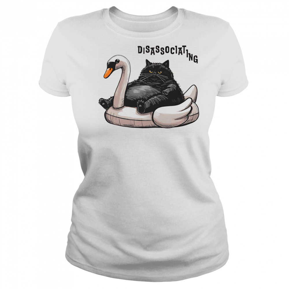 Disassociating chonky cat on a swan floatie shirt Women's T-shirt
