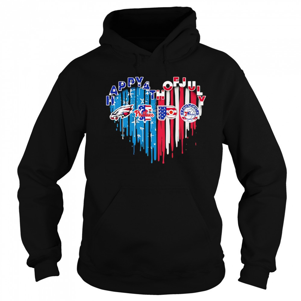 Happy 4th of July American heart Philadelphia sports Hoodie