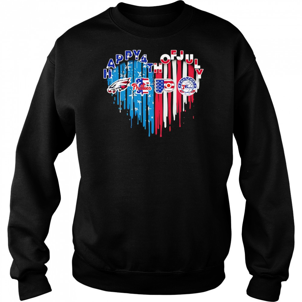 Happy 4th of July American heart Philadelphia sports Sweatshirt