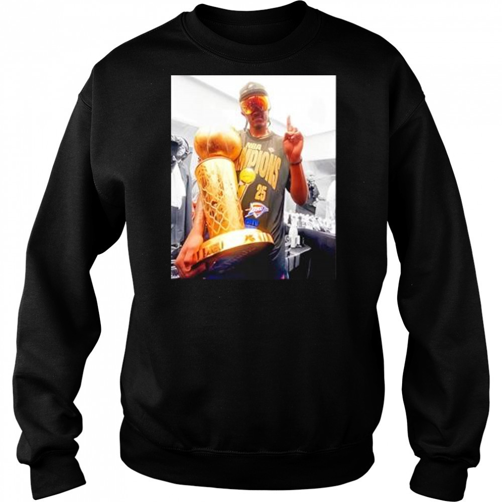Jalen Williams Celebration With The Champions Shirt Oklahoma City Basketball Champs 2025 Retro T-Shirt Sweatshirt