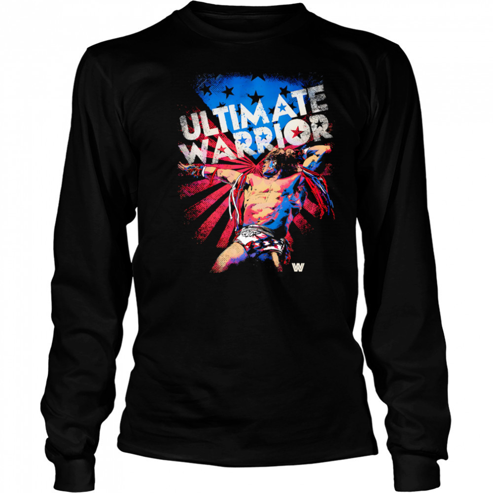 Ultimate Warrior Wrestling Usa Flag Patriotic Fourth Of July shirt Long Sleeved