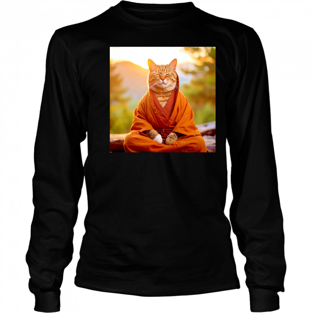 Meditate Cat shirt Long Sleeved