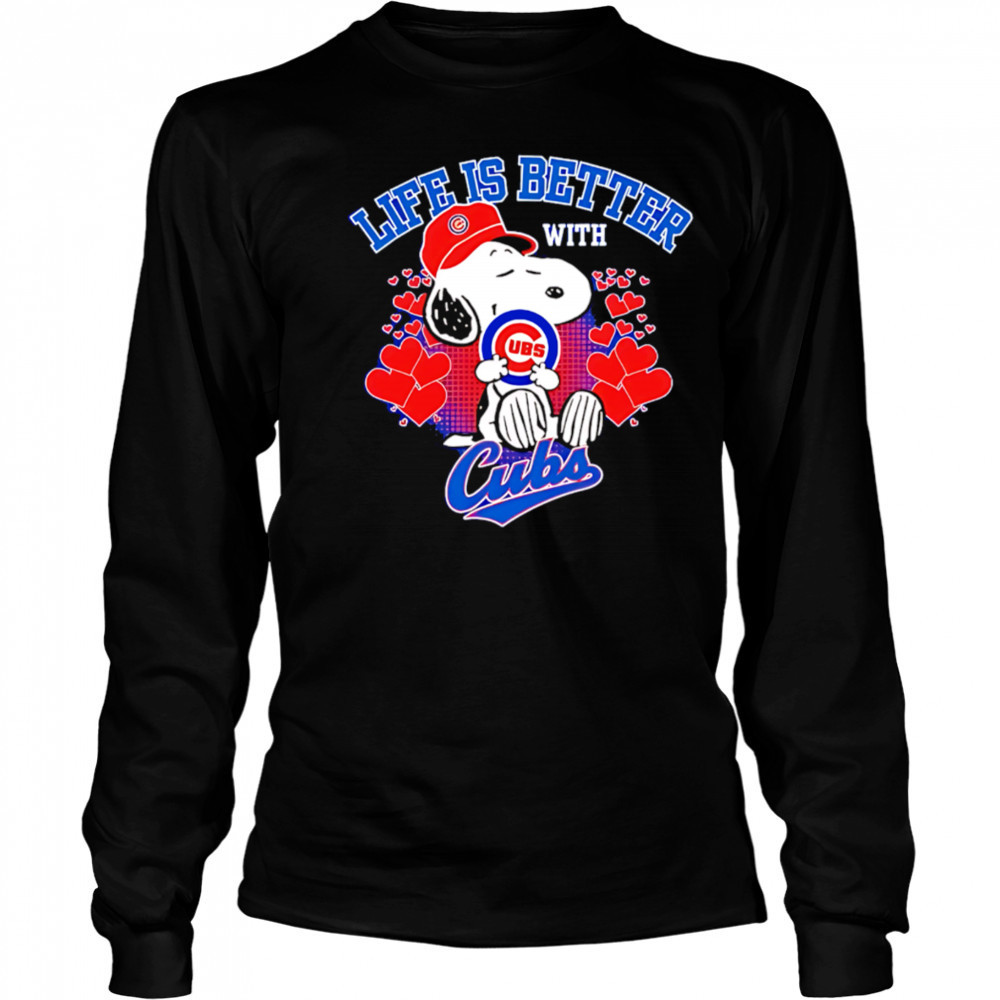 Snoopy Life is better with Cubs shirt Long Sleeved