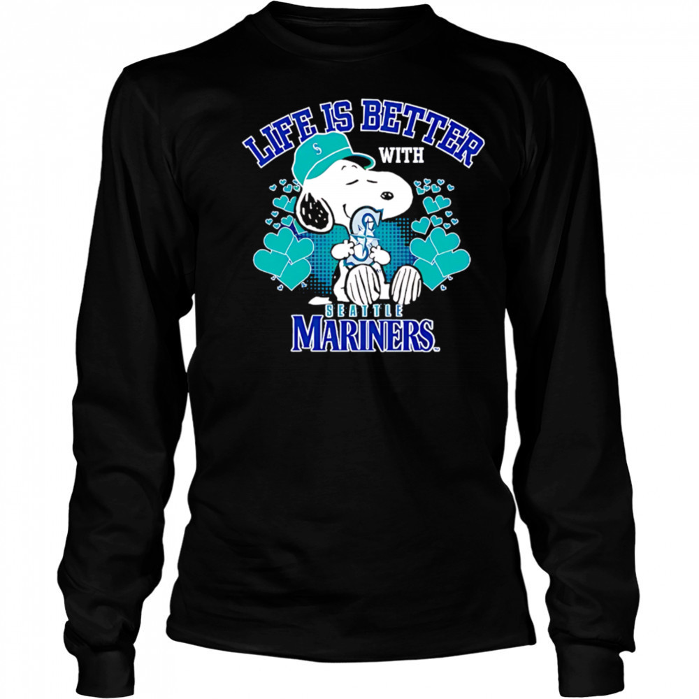Snoopy Life is better with Mariners shirt Long Sleeved