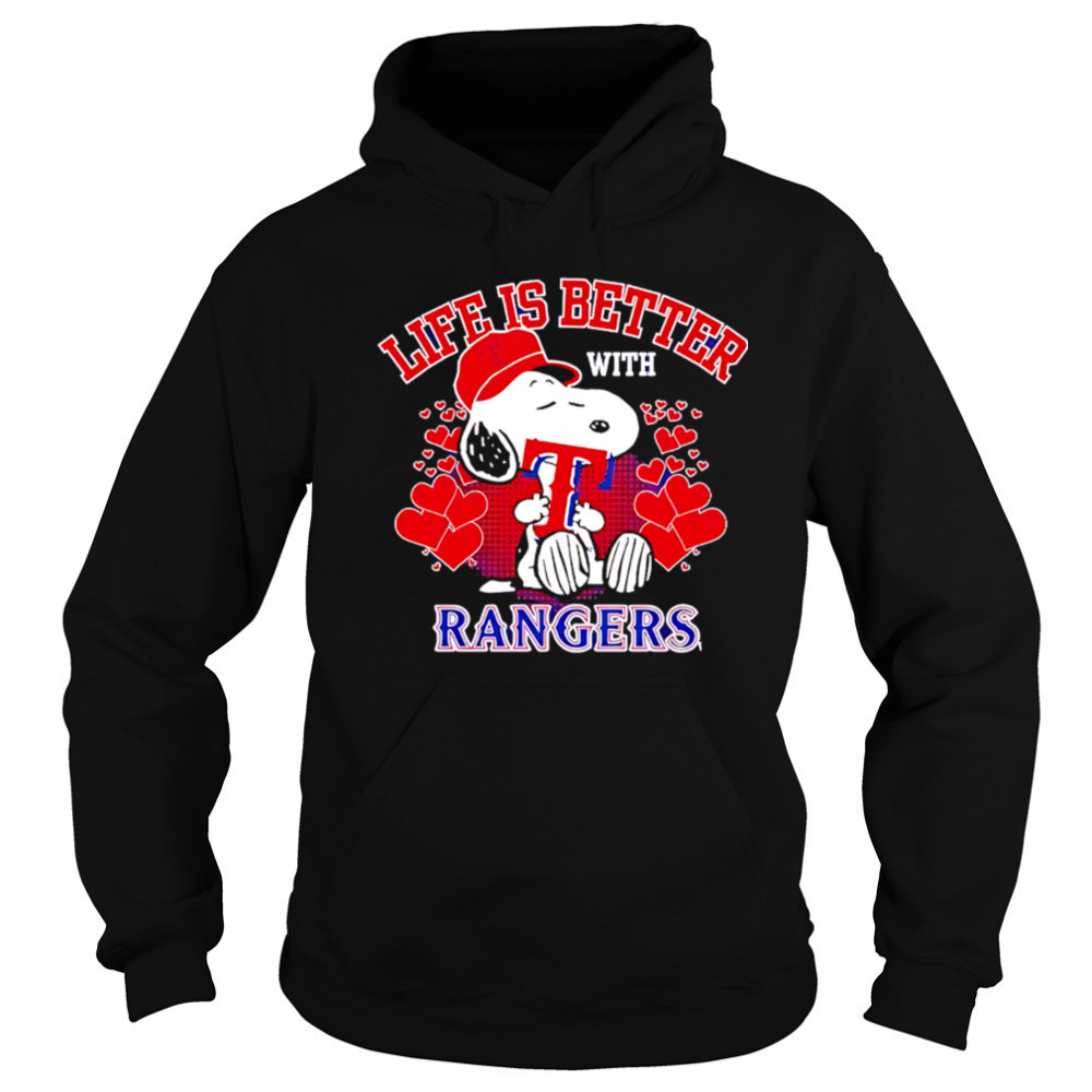 Snoopy Life is better with Rangers shirt Hoodie