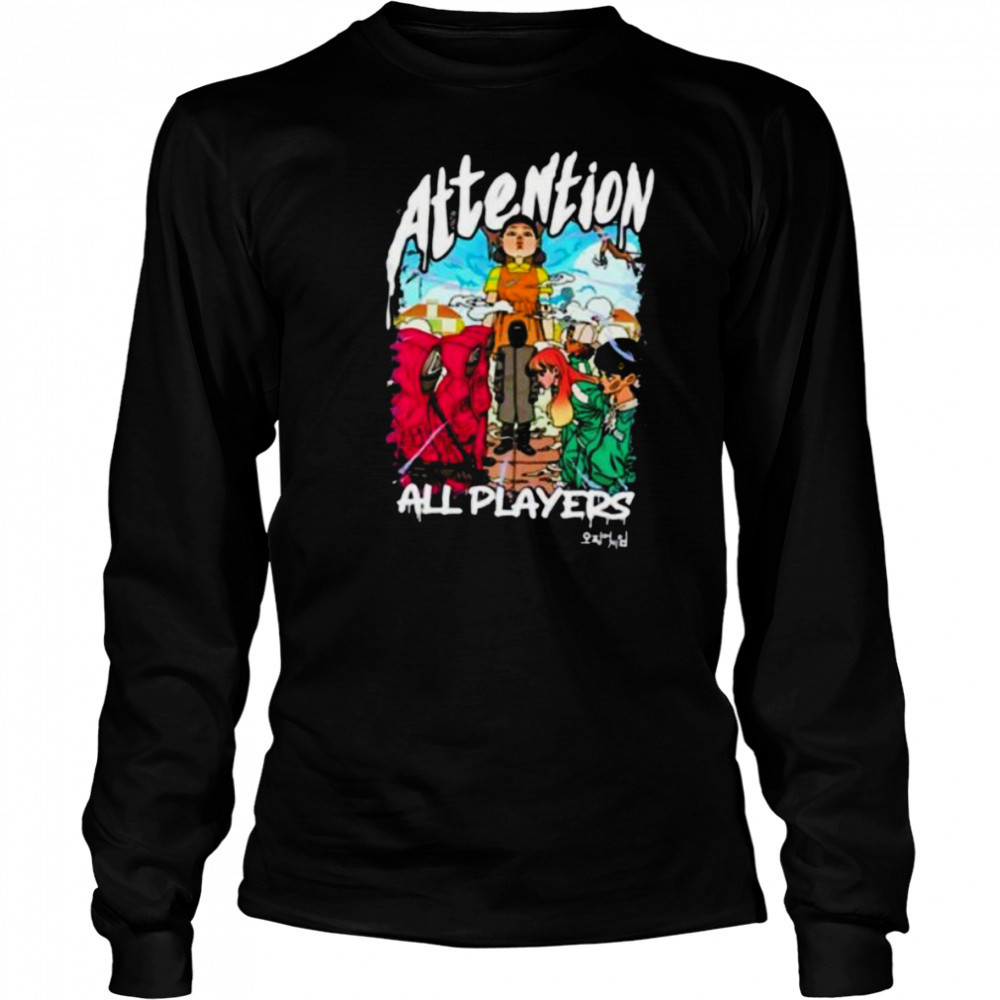 Squid Game 3 attention all players anime shirt Long Sleeved