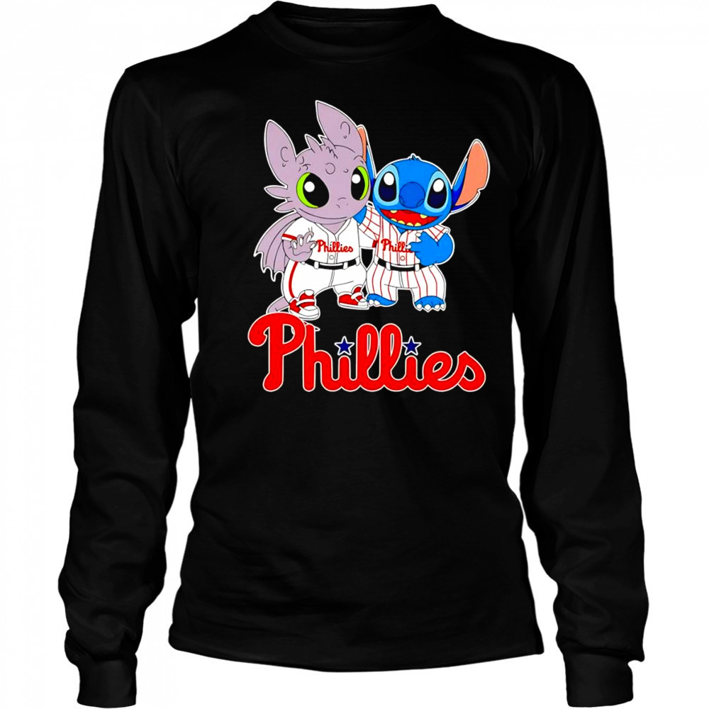 Toothless Night Fury and Stitch Philadelphia Phillies shirt Long Sleeved