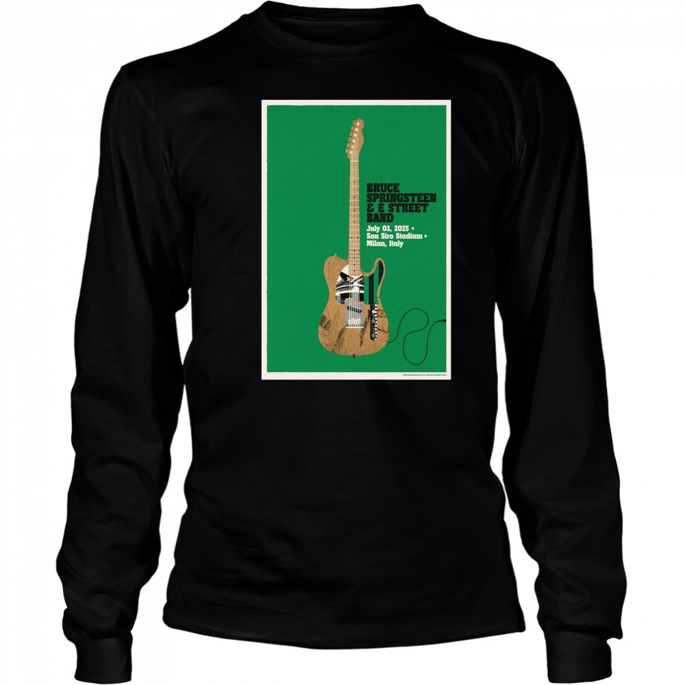 Bruce Springsteen And The E Street Band Tour Poster July 3 2025 In Milan Italy T-Shirt Long Sleeved