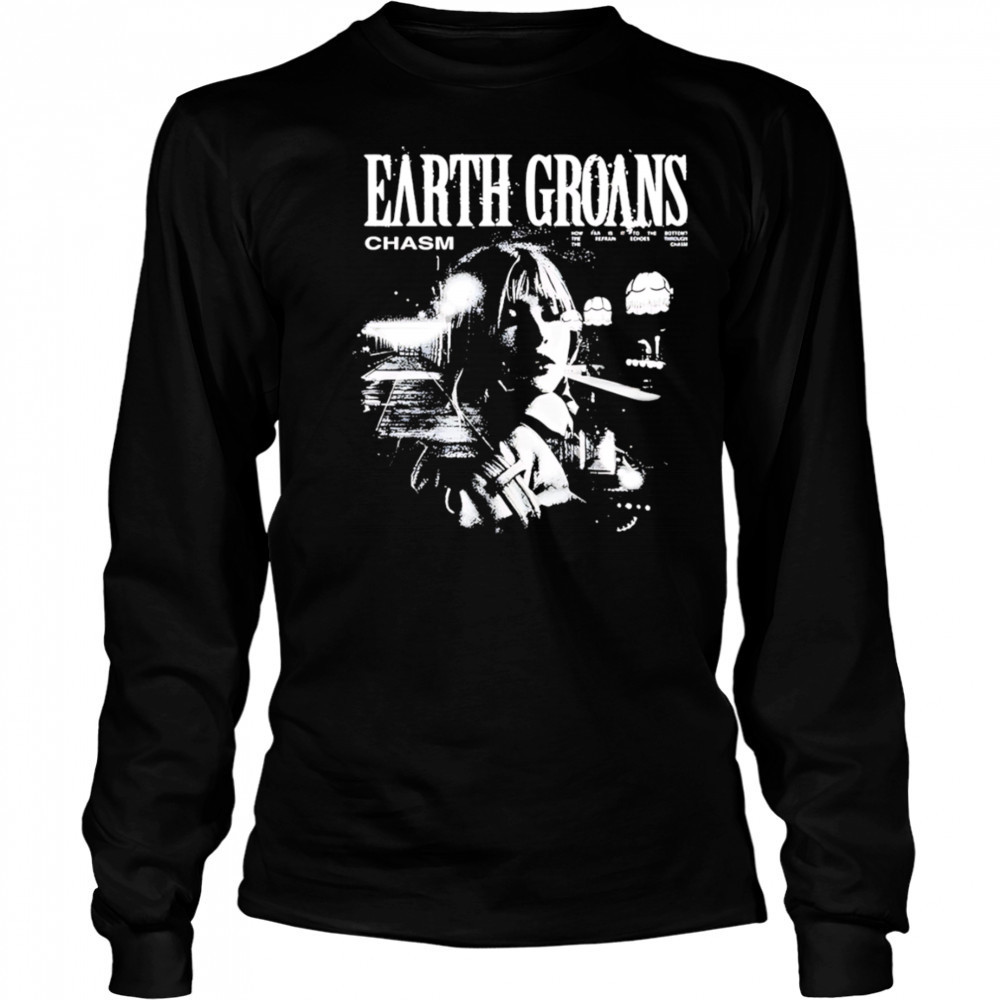 Earth Groans Chasm graphic retro shirt Long Sleeved